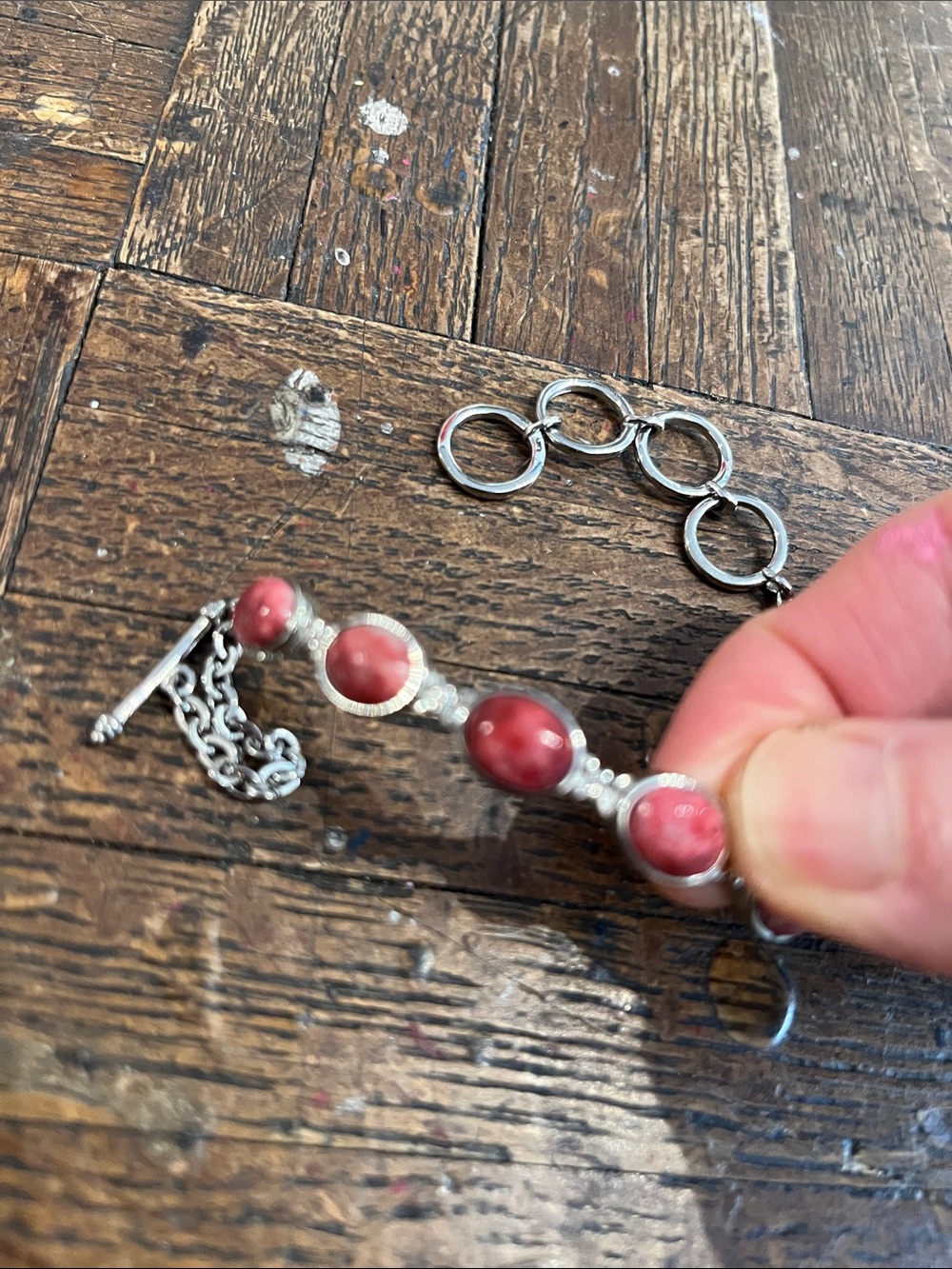 Norway thulite pinkish stones , with adjustable size toggle